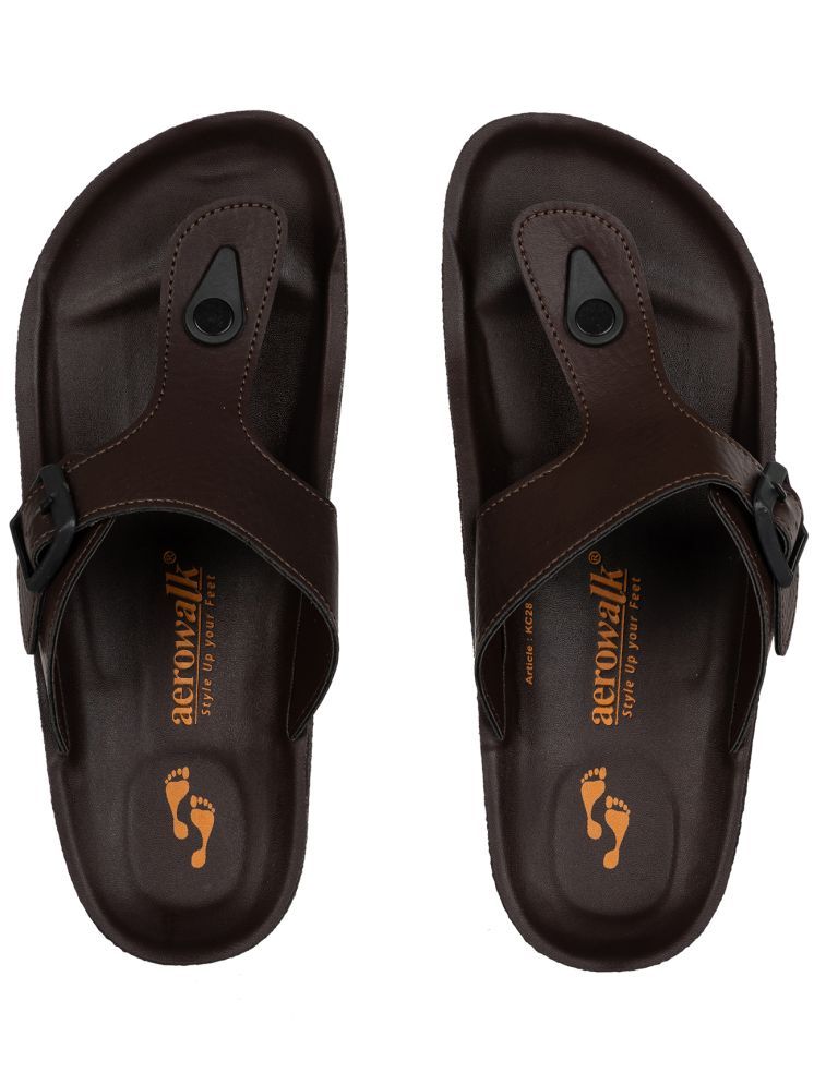     			Aerowalk Brown Men's Leather Slipper