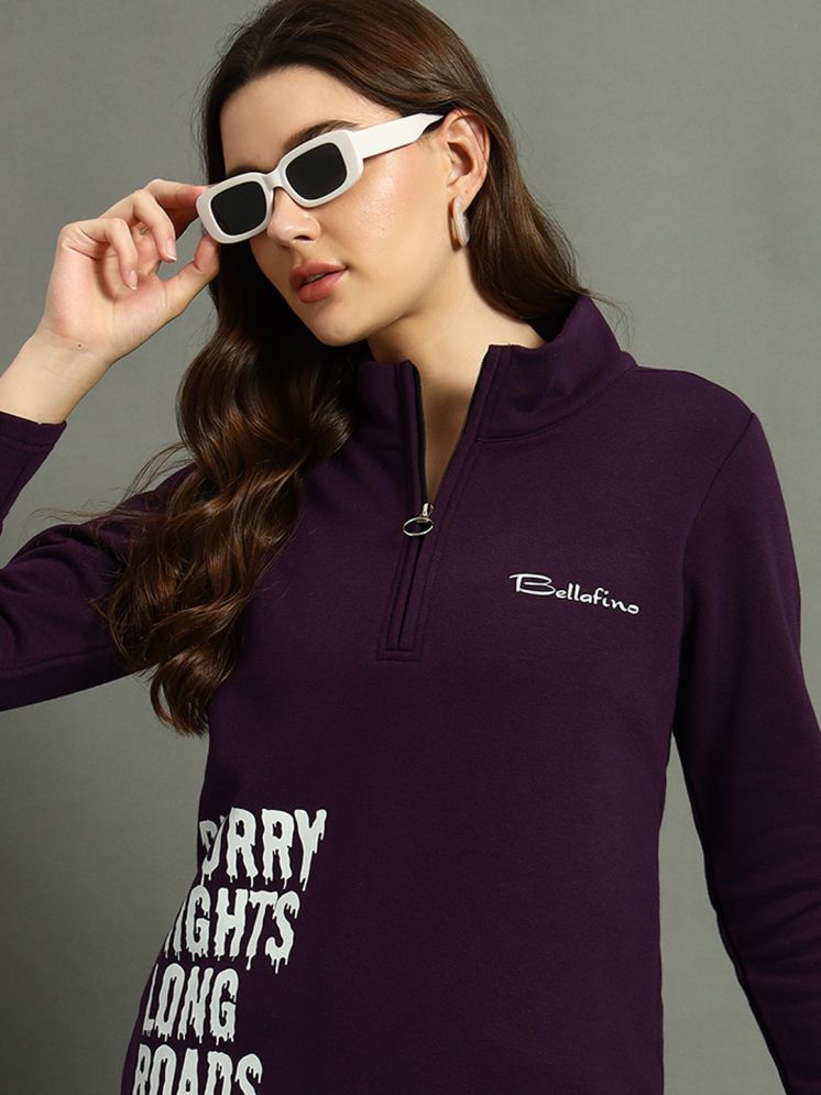     			BELLAFINO Fleece Women's Non Hooded Sweatshirt ( Purple )