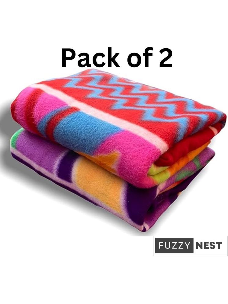     			FuzzyNest Fleece Abstract Printed Single Bed Blanket ( 213 cm x 150 cm ) - Multicolor ( Pack of 1 )