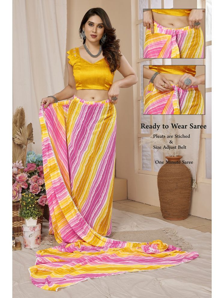     			Gazal Fashions Georgette Printed Saree With Blouse Piece ( Multicolor2 , Pack of 1 )