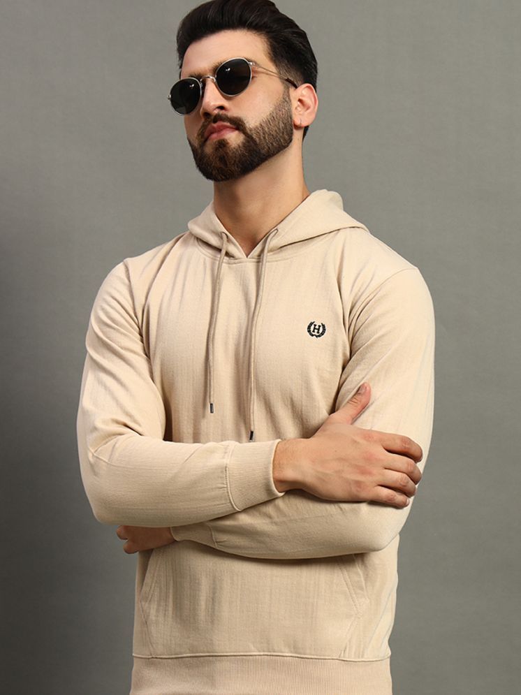     			Hushbucks Fleece Hooded Men's Sweatshirt - Beige ( Pack of 1 )