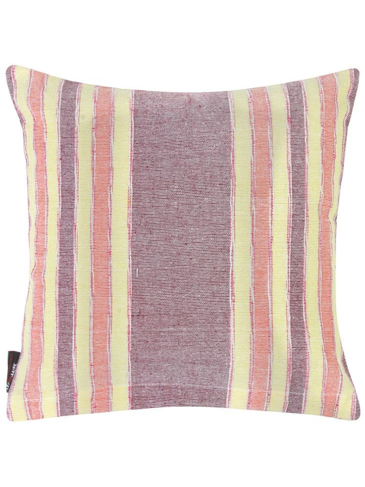     			Klotthe Set of 1 Cotton Vertical Striped Square Cushion Cover (35X35)cm - Purple