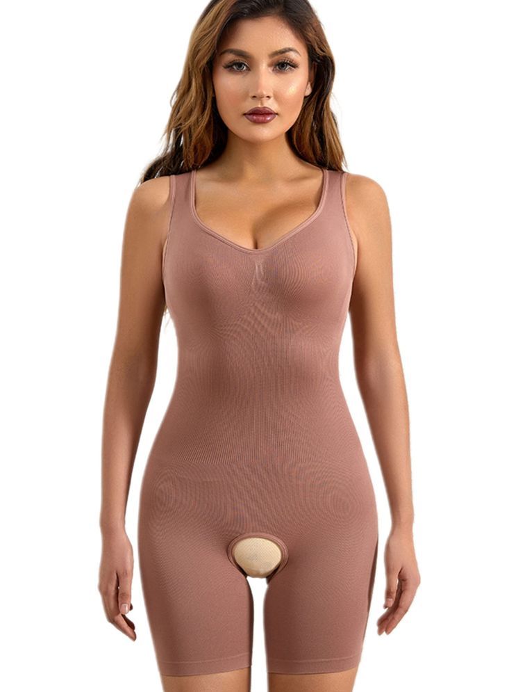     			TESMEZY Pack of 1 Polyester Women's BodySuite ( Brown )