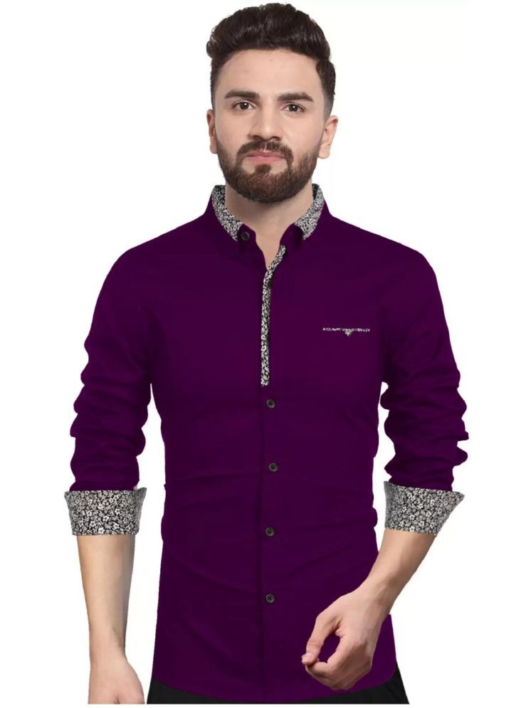     			VERTUSY 100% Cotton Regular Fit Printed Full Sleeves Men's Casual Shirt - Purple ( Pack of 1 )