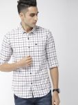 The Indian Garage Co. 100% Cotton Slim Fit Checks Full Sleeves Men's Casual Shirt - White ( Pack of 1 )