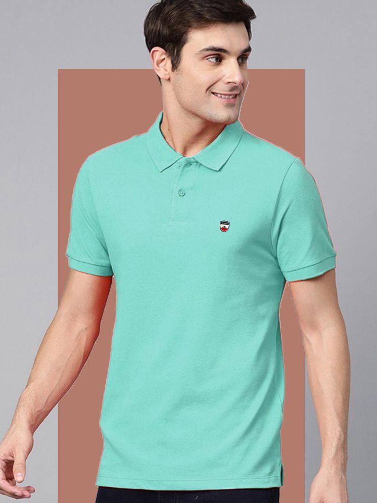     			ADORATE Pack of 1 Cotton Blend Regular Fit Solid Half Sleeves Men's Polo T Shirt ( Aqua )