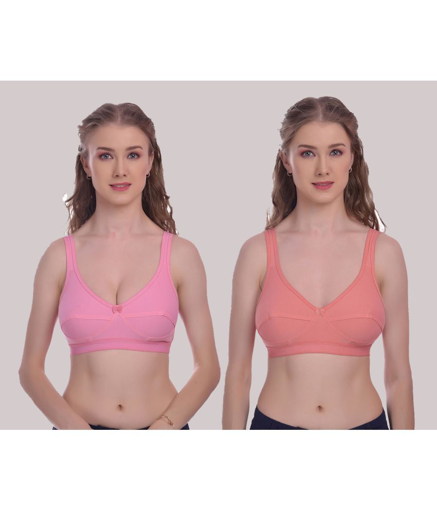     			Elina Pack of 2 Cotton Non Padded Women's Racerback bra ( Peach )