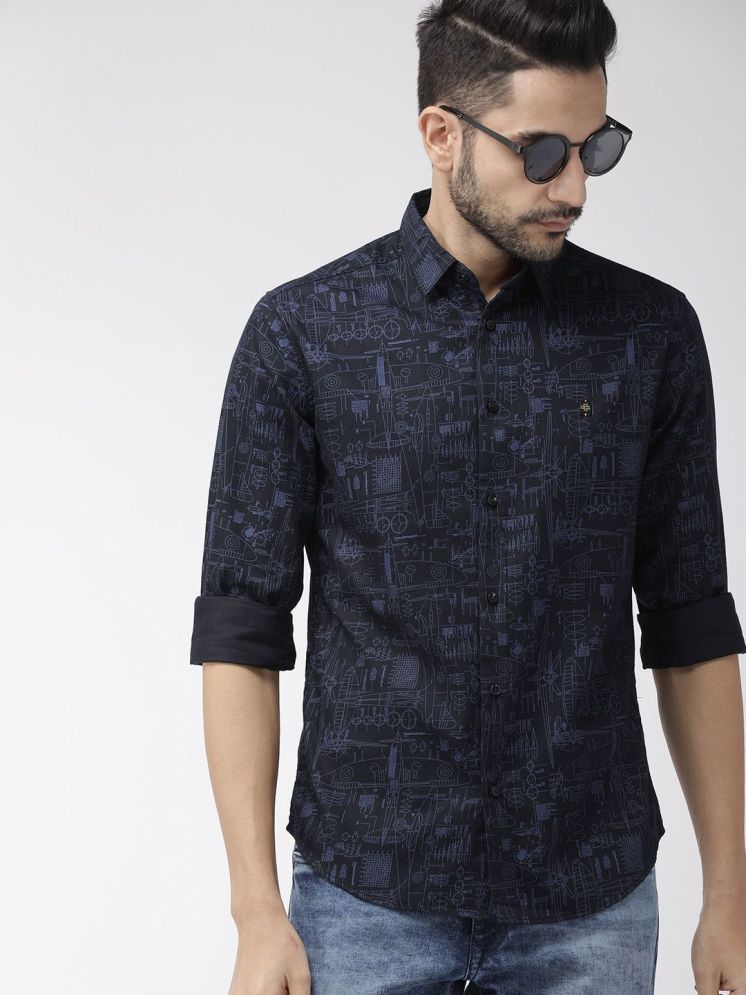     			The Indian Garage Co. 100% Cotton Slim Fit Printed Full Sleeves Men's Casual Shirt - Black ( Pack of 1 )