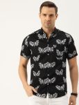 The Indian Garage Co. 100% Cotton Slim Fit Printed Half Sleeves Men's Casual Shirt - Black ( Pack of 1 )