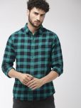 The Indian Garage Co. 100% Cotton Slim Fit Checks Full Sleeves Men's Casual Shirt - Teal ( Pack of 1 )