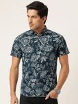 The Indian Garage Co. 100% Cotton Slim Fit Printed Half Sleeves Men's Casual Shirt - Navy Blue ( Pack of 1 )