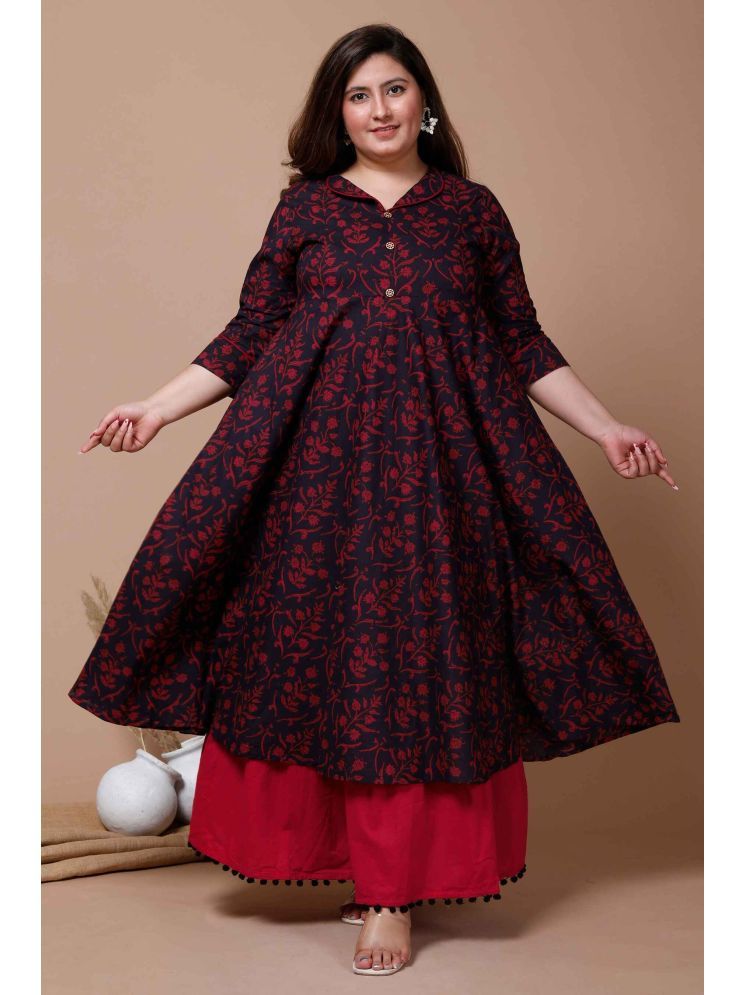     			Doriyaan Pack of 1 Cotton Printed Anarkali Women's Kurti - ( Maroon )