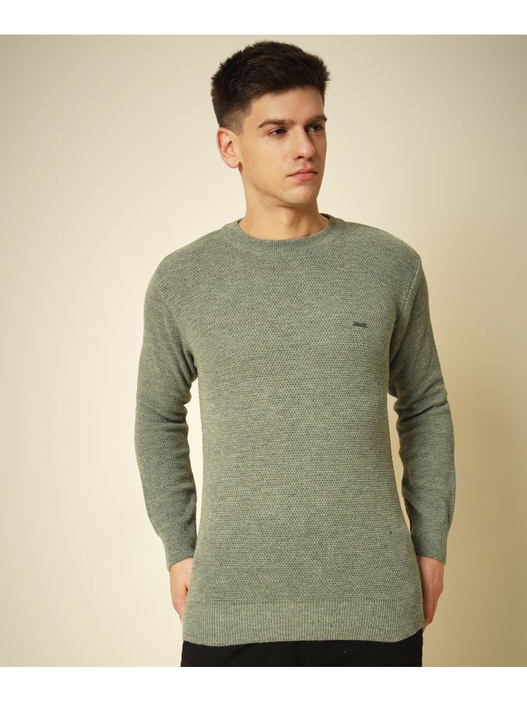     			HELL BOUND Woollen Round Neck Men's Full Sleeves Pullover Sweater - Green ( Pack of 1 )