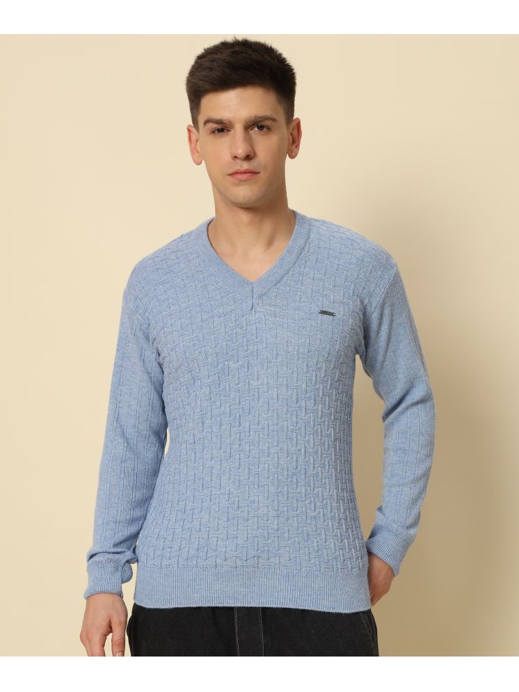     			HELL BOUND Woollen V-Neck Men's Full Sleeves Pullover Sweater - Light Blue ( Pack of 1 )