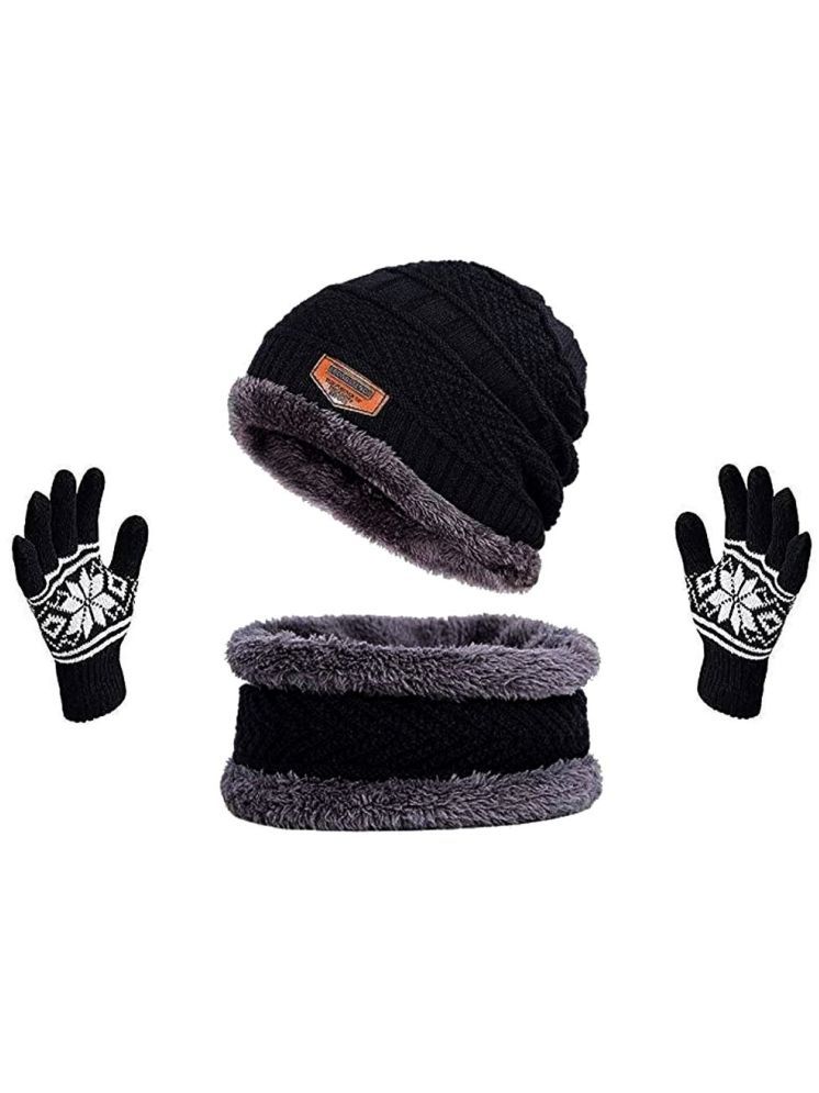     			Infispace Pack of 2 Woollen Men's Cap ( Black )