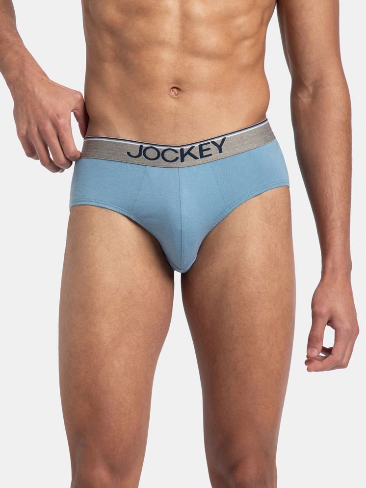     			Jockey 8037 Men Super Combed Cotton Solid Brief with Ultrasoft Waistband - Blue Shadow