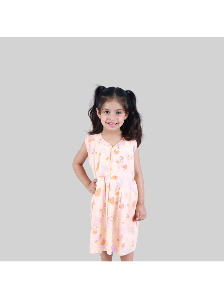     			Kidzee Kingdom Cotton Blend Frock For Girls ( Pack of 1 , Beige )