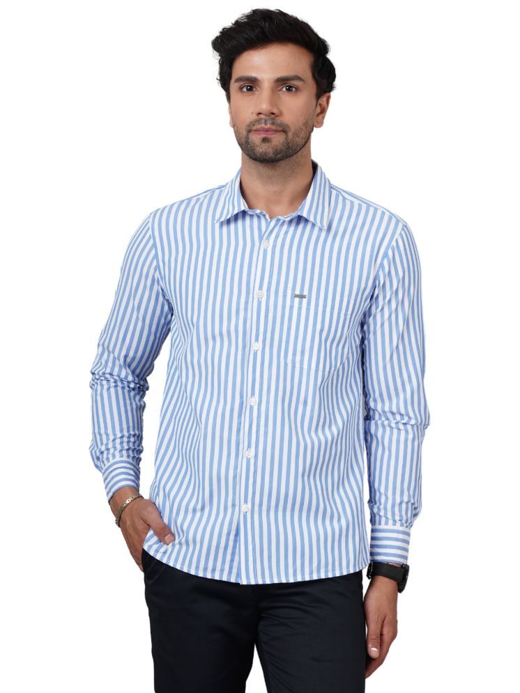     			NUEVOSPORTA Cotton Blend Regular Fit Striped Full Sleeves Men's Casual Shirt - Light Blue ( Pack of 1 )