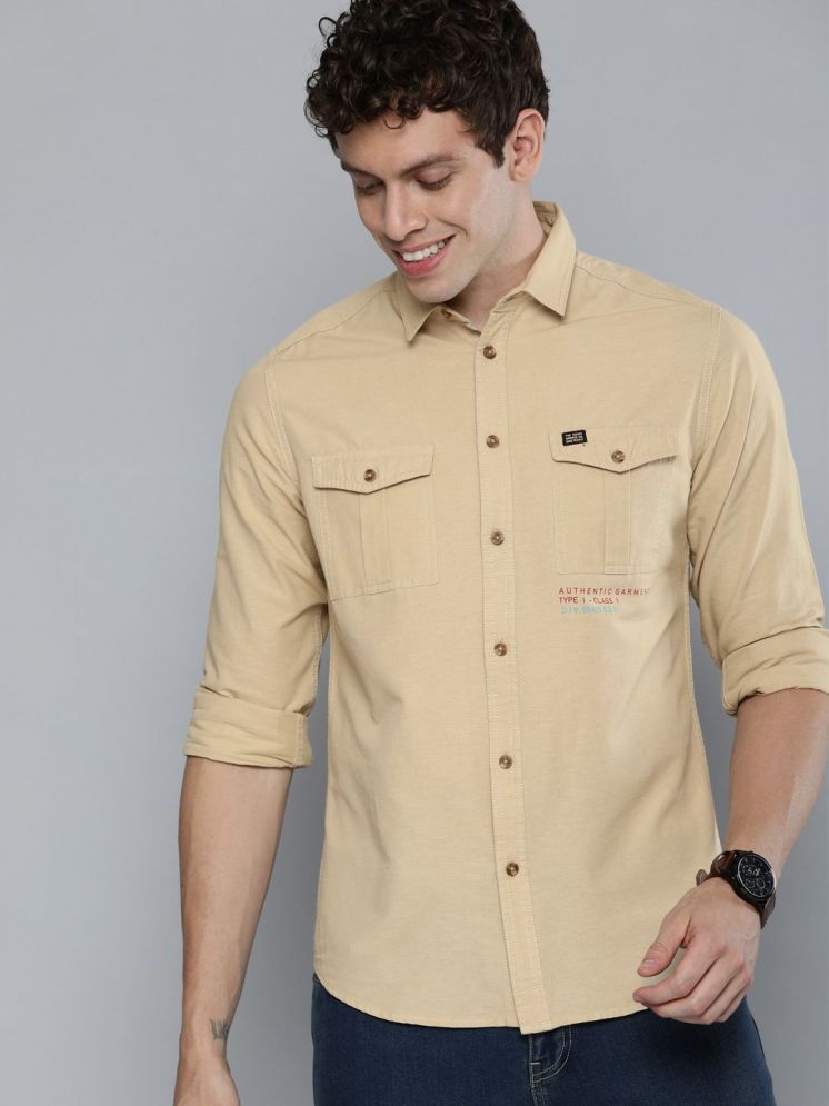     			The Indian Garage Co. 100% Cotton Slim Fit Printed Full Sleeves Men's Casual Shirt - Beige ( Pack of 1 )