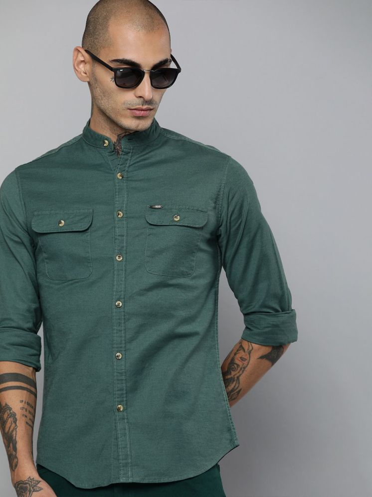     			The Indian Garage Co. 100% Cotton Slim Fit Solids Full Sleeves Men's Casual Shirt - Green ( Pack of 1 )