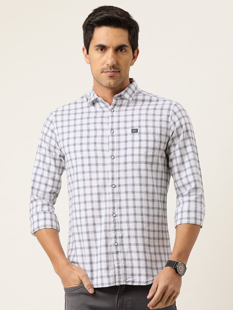     			The Indian Garage Co. 100% Cotton Slim Fit Checks Full Sleeves Men's Casual Shirt - White ( Pack of 1 )