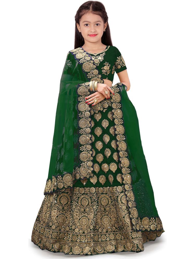     			kedar fab Silk Lehenga Choli Set For Girls ( Pack of 1 , Green )