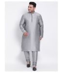 Hangup Light Grey Silk Blend Kurta Pyjama Set