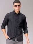 The Indian Garage Co. Cotton Blend Slim Fit Checks Full Sleeves Men's Casual Shirt - Black ( Pack of 1 )