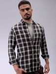 The Indian Garage Co. Cotton Blend Slim Fit Checks Full Sleeves Men's Casual Shirt - Khaki ( Pack of 1 )