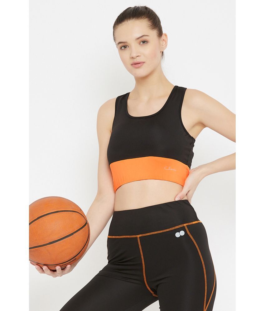     			Clovia Orange Polyester Solid Sports Bra - Single