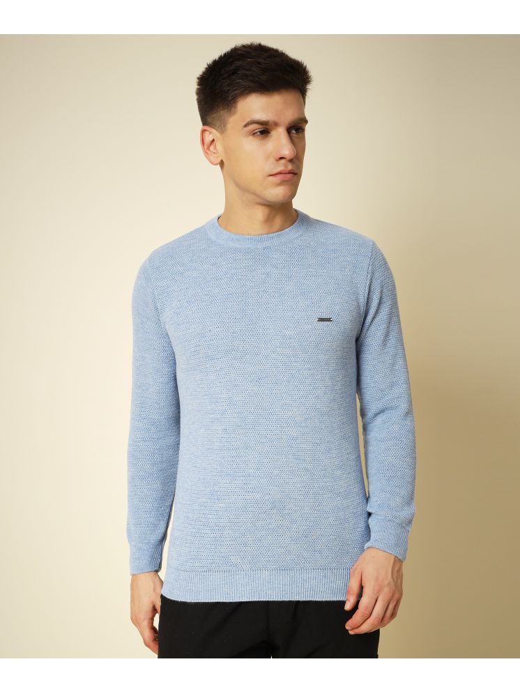     			HELL BOUND Woollen Round Neck Men's Full Sleeves Pullover Sweater - Light Blue ( Pack of 1 )