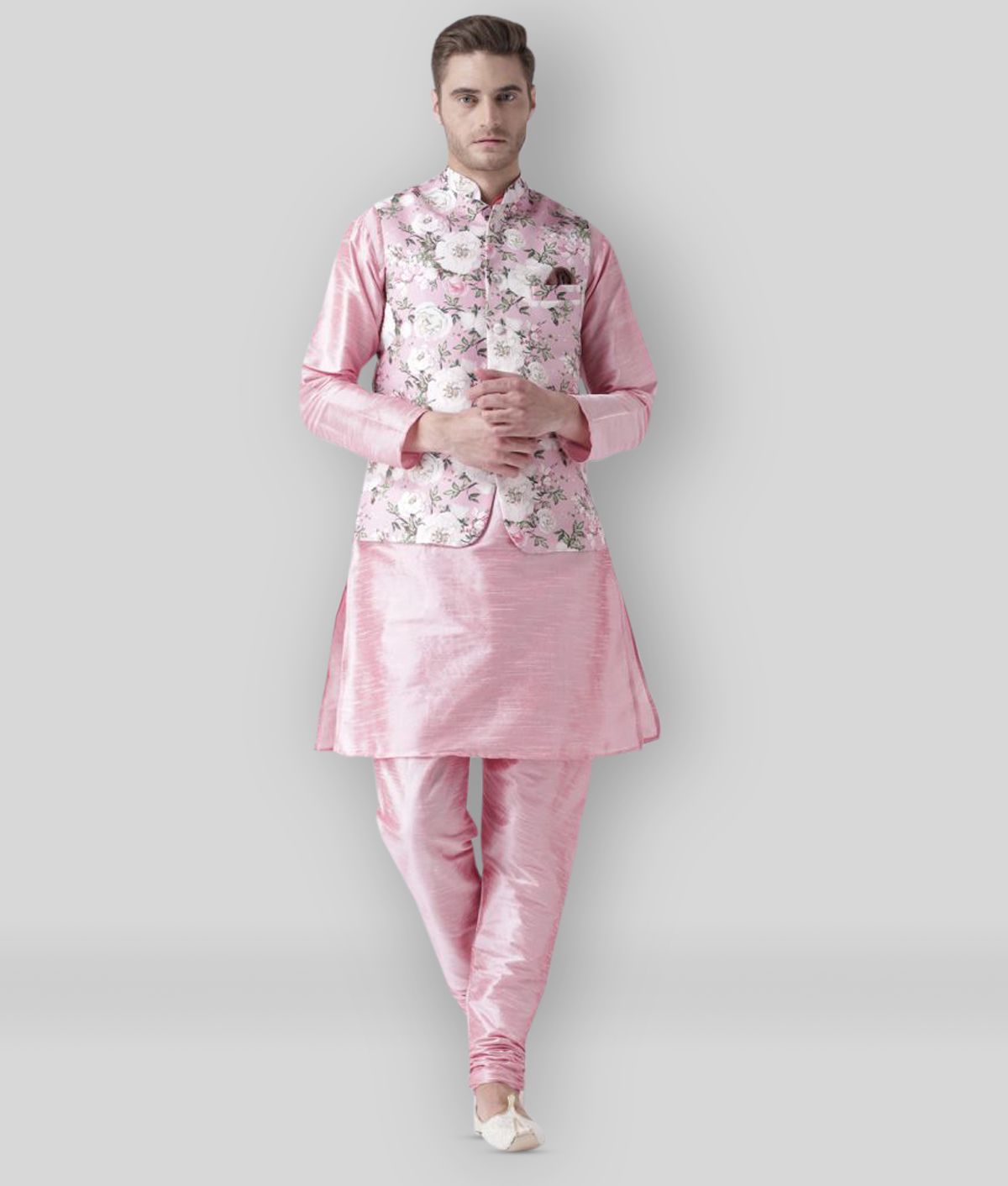     			Hangup Multi Silk Blend Kurta Pyjama Set