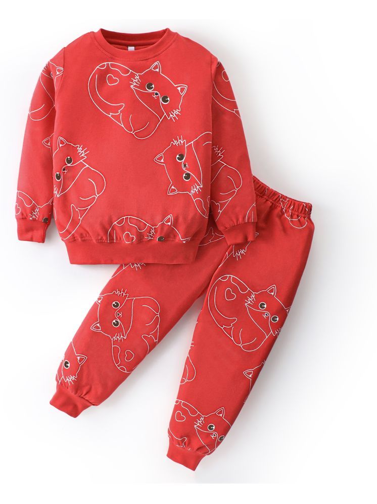     			Nite Flite Pack of 1 Girls Cotton Top & Pyjama Set ( Red )