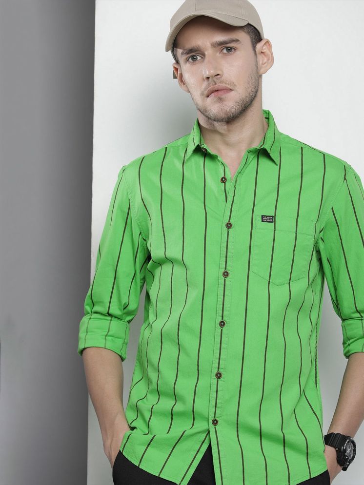     			The Indian Garage Co. 100% Cotton Regular Fit Striped Full Sleeves Men's Casual Shirt - Green ( Pack of 1 )