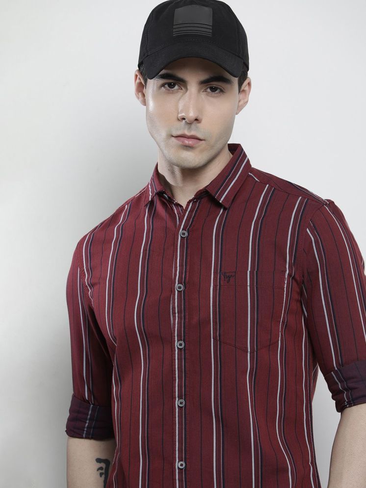     			The Indian Garage Co. 100% Cotton Regular Fit Striped Full Sleeves Men's Casual Shirt - Maroon ( Pack of 1 )