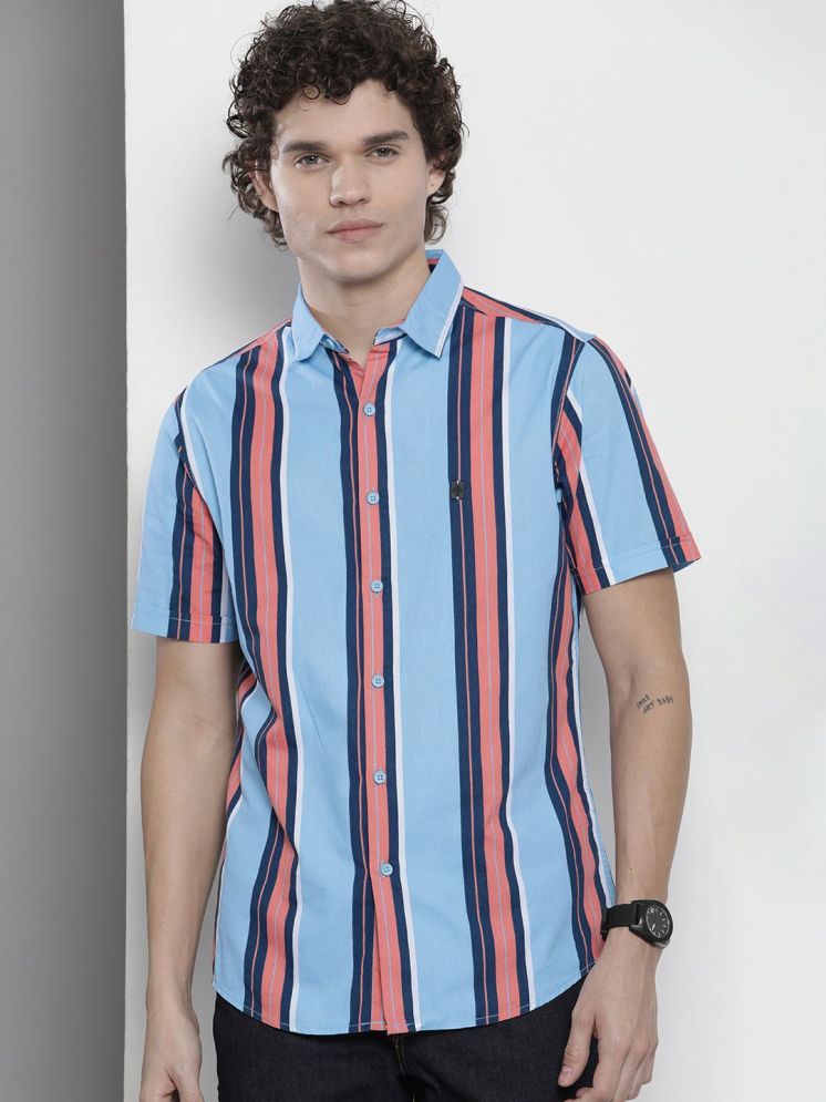     			The Indian Garage Co. 100% Cotton Regular Fit Striped Half Sleeves Men's Casual Shirt - Blue ( Pack of 1 )