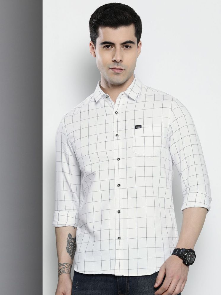     			The Indian Garage Co. 100% Cotton Regular Fit Checks Full Sleeves Men's Casual Shirt - White ( Pack of 1 )