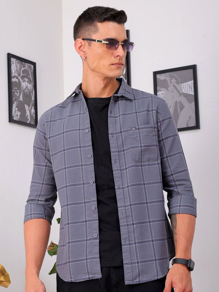     			The Indian Garage Co Men Slim Fit Windowpane Checks Opaque Checked Casual Shirt