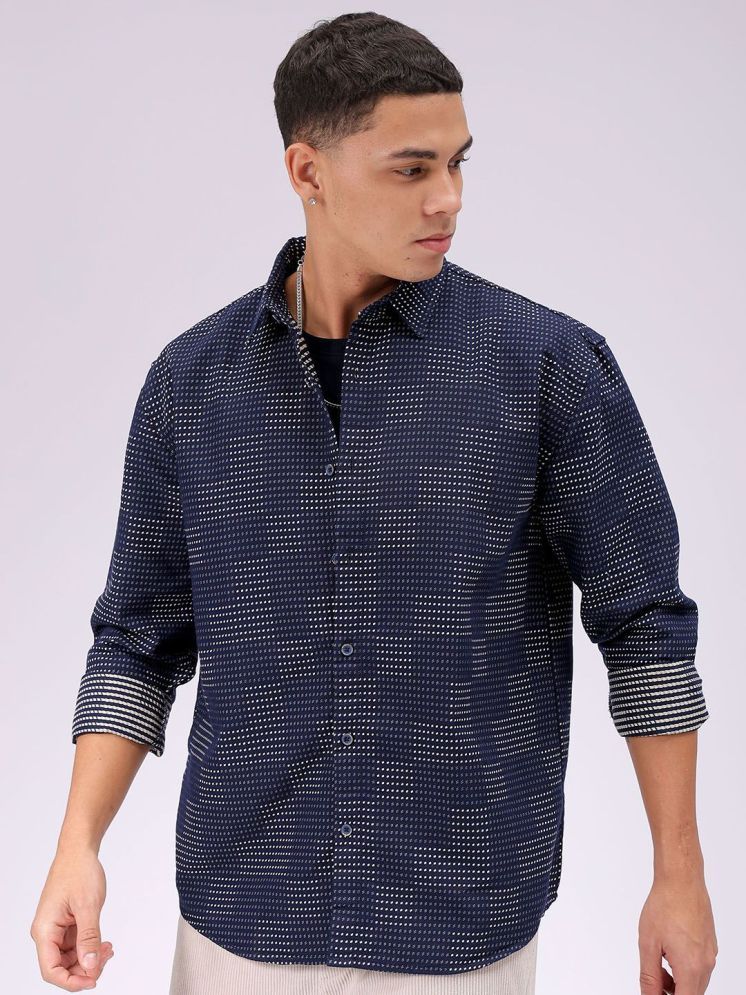     			The Indian Garage Co. Cotton Blend Regular Fit Printed Full Sleeves Men's Casual Shirt - Navy Blue ( Pack of 1 )