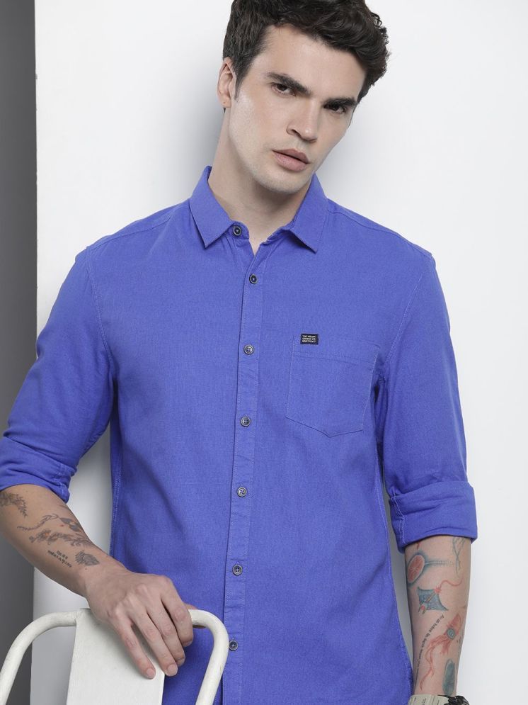     			The Indian Garage Co. Linen Slim Fit Solids Full Sleeves Men's Casual Shirt - Purple ( Pack of 1 )