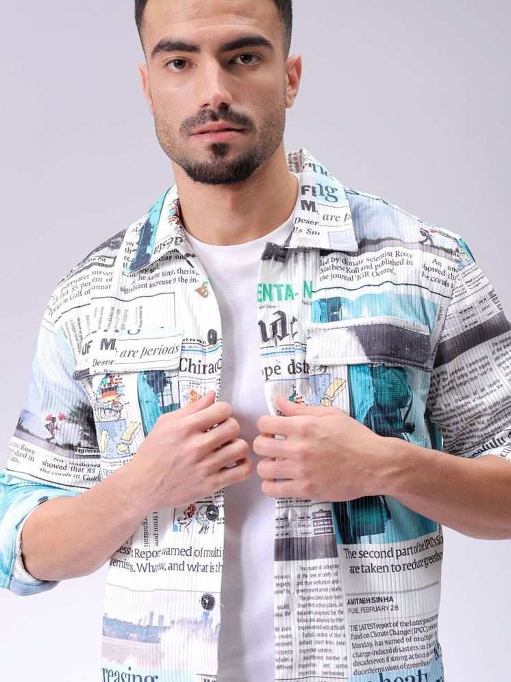     			The Indian Garage Co. Polyester Regular Fit Printed Full Sleeves Men's Casual Shirt - White ( Pack of 1 )