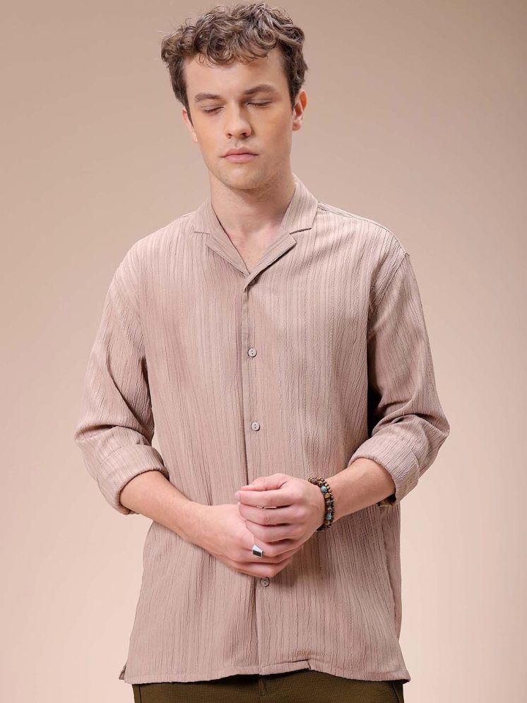     			The Indian Garage Co. Polyester Regular Fit Solids Full Sleeves Men's Casual Shirt - Beige ( Pack of 1 )