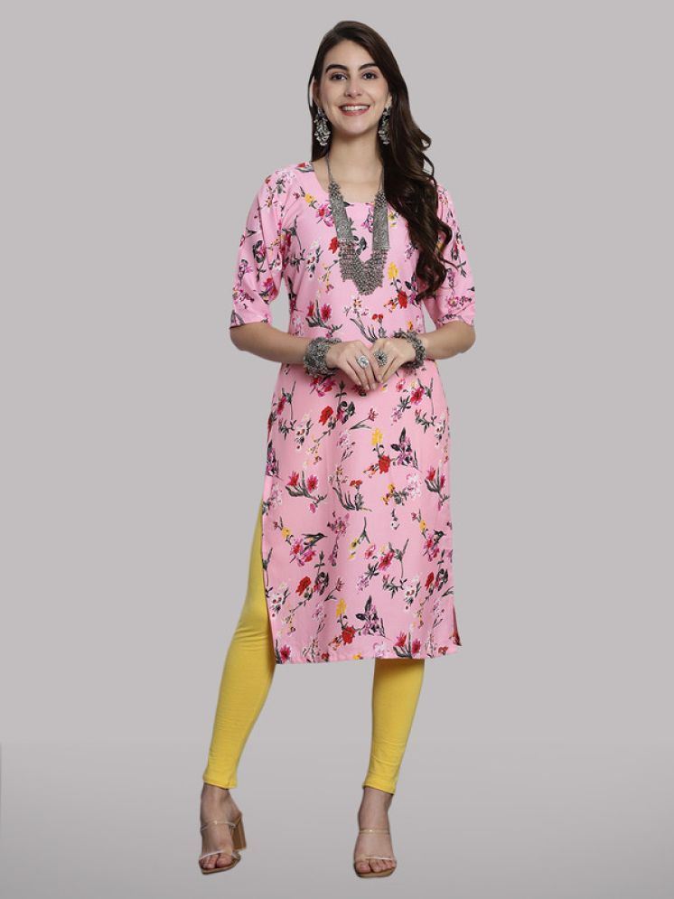     			1 Stop Fashion Pack of 1 Crepe Printed Straight Women's Kurti - ( Pink )