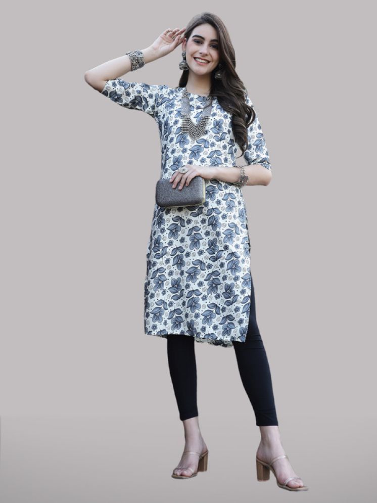     			1 Stop Fashion Pack of 1 Crepe Printed Straight Women's Kurti - ( Grey )