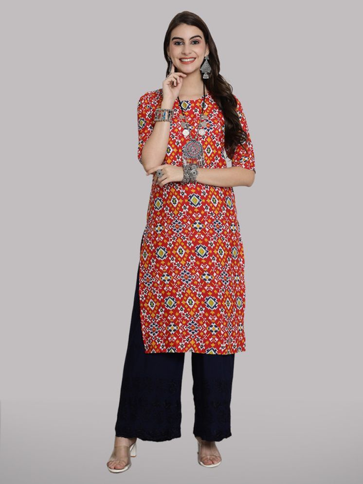     			1 Stop Fashion Pack of 1 Crepe Printed Straight Women's Kurti - ( Multicolor2 )