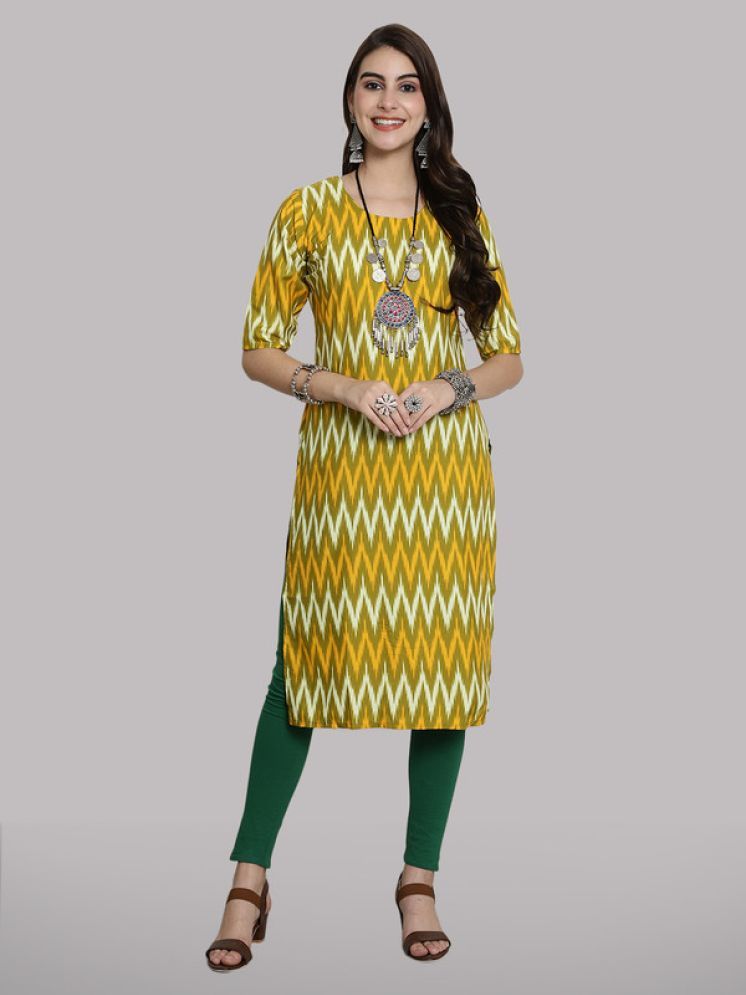     			1 Stop Fashion Pack of 1 Crepe Printed Straight Women's Kurti - ( Mustard )