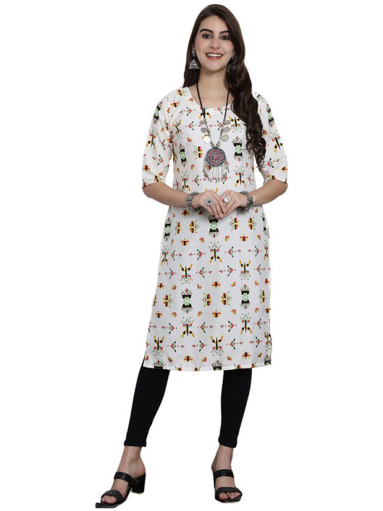     			1 Stop Fashion Pack of 1 Crepe Printed Straight Women's Kurti - ( White )