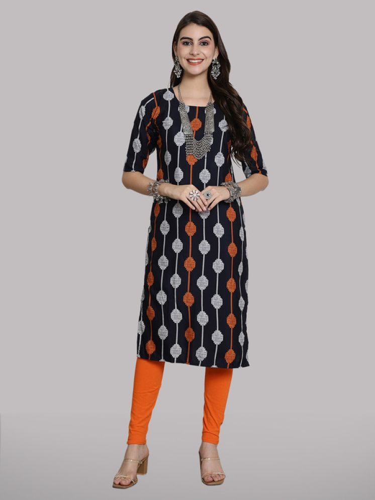     			1 Stop Fashion Pack of 1 Crepe Printed Straight Women's Kurti - ( Black )