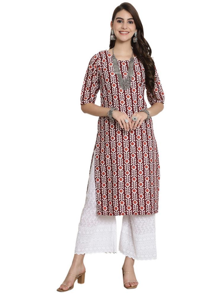     			1 Stop Fashion Pack of 1 Crepe Printed Straight Women's Kurti - ( Beige )