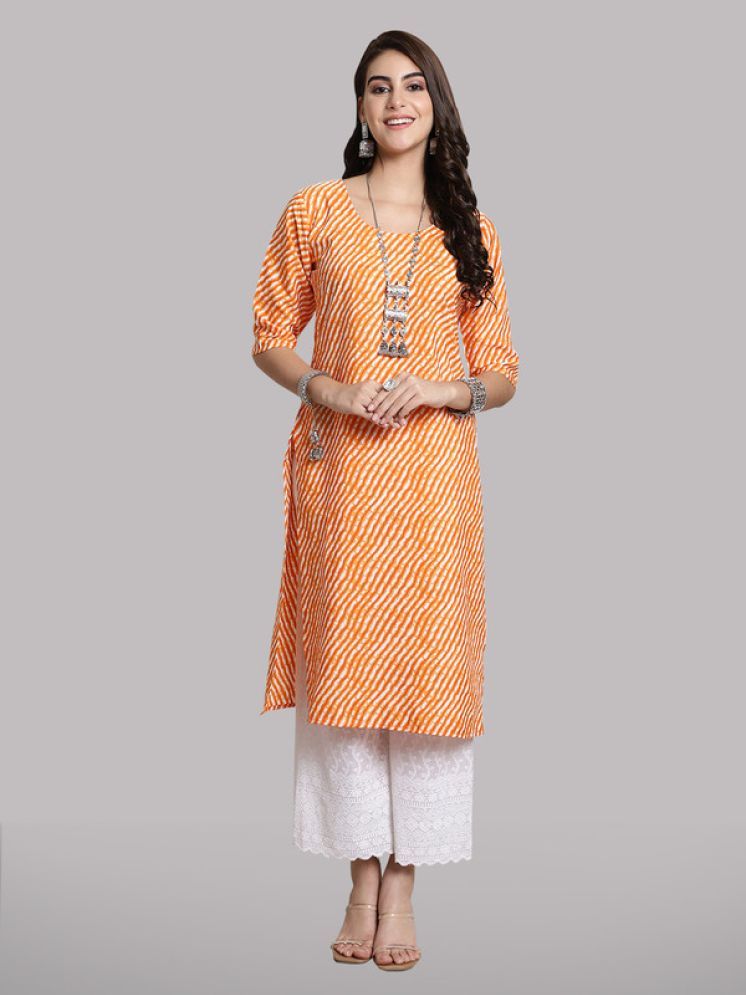     			1 Stop Fashion Pack of 1 Crepe Printed Straight Women's Kurti - ( Orange )